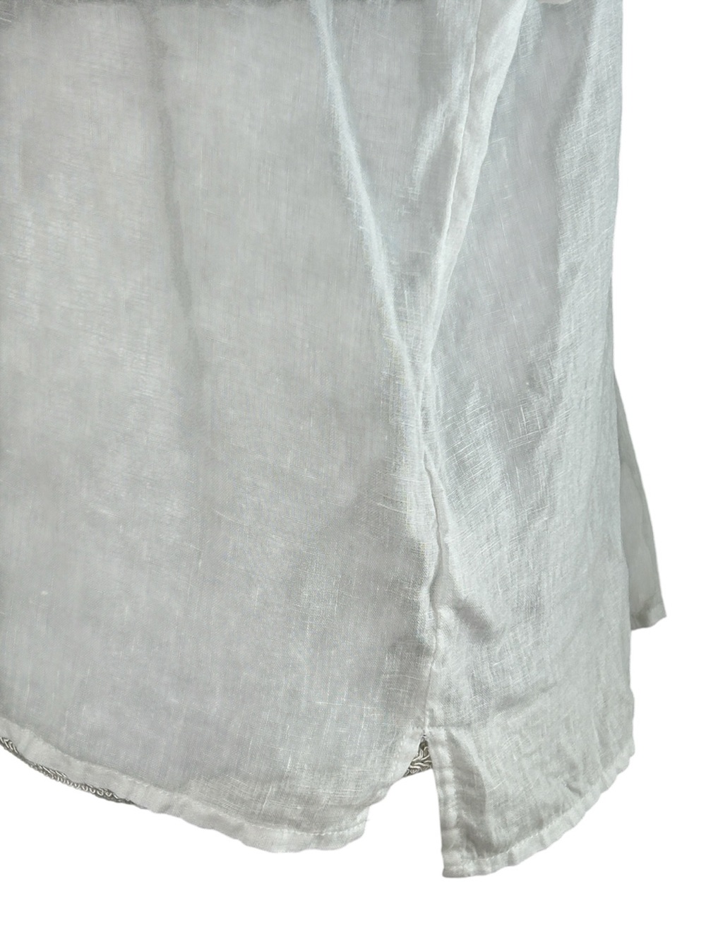 RACHEL Rachel Roy White Short-Sleeve Button Down Linen Shirt. Size Medium. - Picture 4 of 6